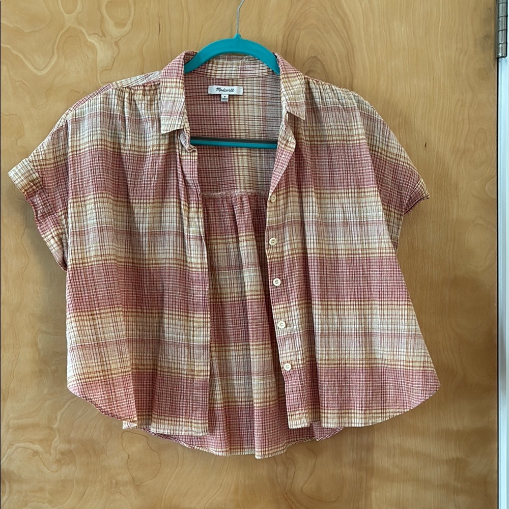 Madewell Plaid Shirt in Red, Cream, and Yellow